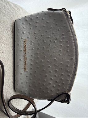Dooney & Bourke Pebbled Gray Crossbody with Gold Logo
